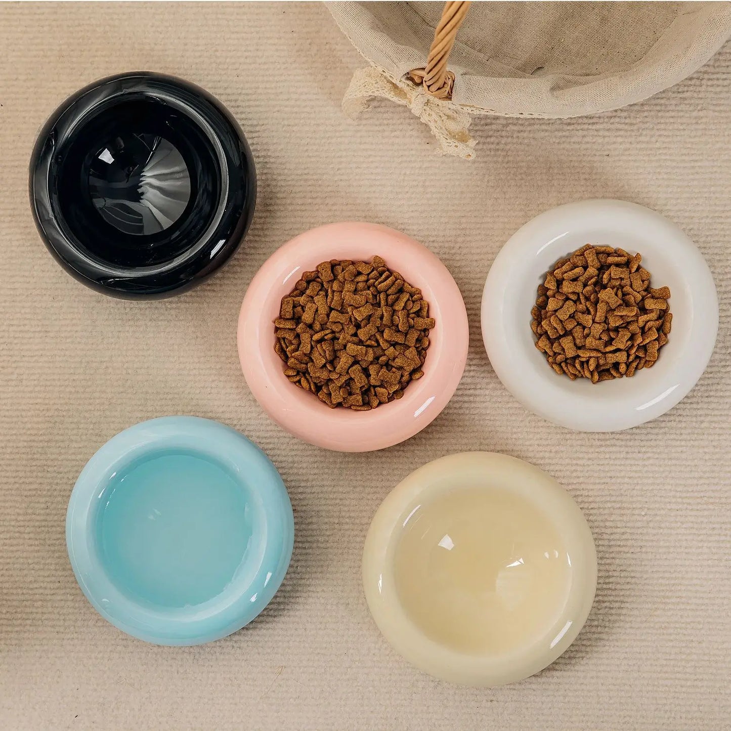 Ceramic Cat Bowl anti Tipping Water Bowl Snack Pet Bowl Cat Bowl Donut Food Dispenser Home Fun and Cute Cat Food Bowl