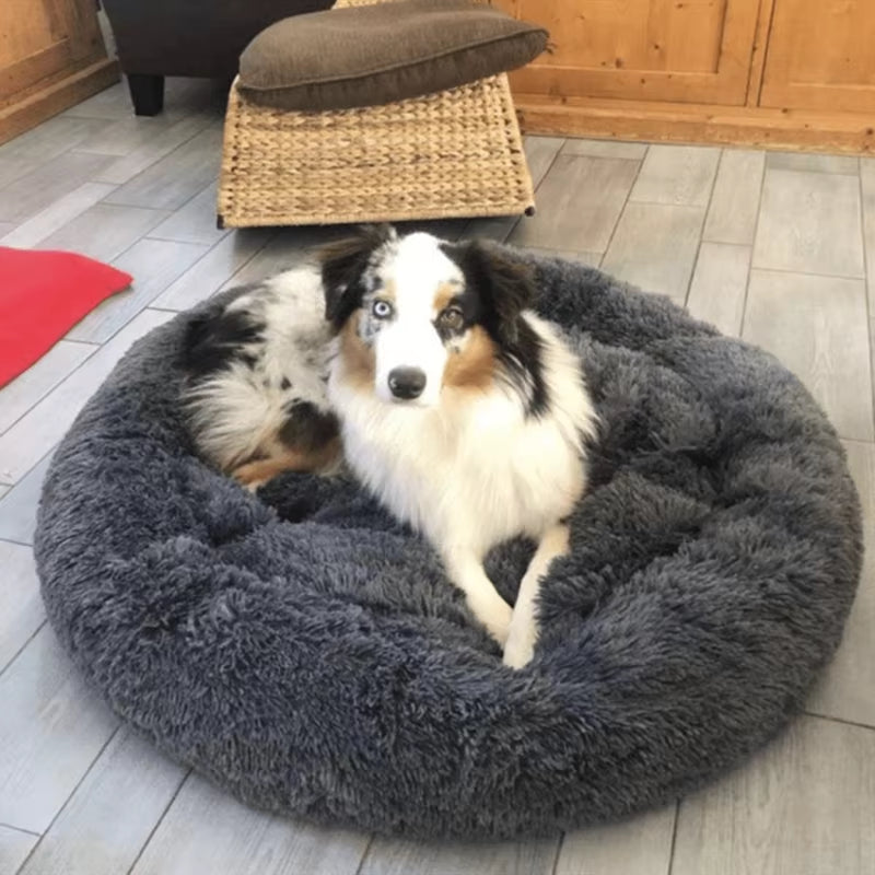 Super Soft Pet Dog Cat Bed Plush Full Size Washable Calm Bed Donut Bed Comfortable Sleeping Bed for Large Medium Small Dogs