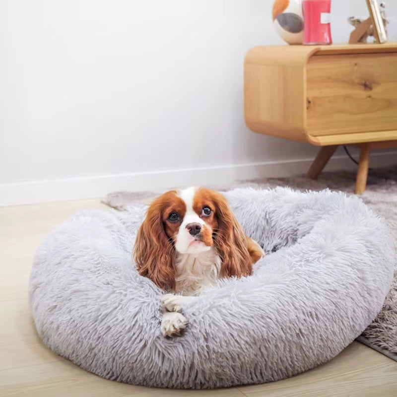 Super Soft Pet Dog Cat Bed Plush Full Size Washable Calm Bed Donut Bed Comfortable Sleeping Bed for Large Medium Small Dogs