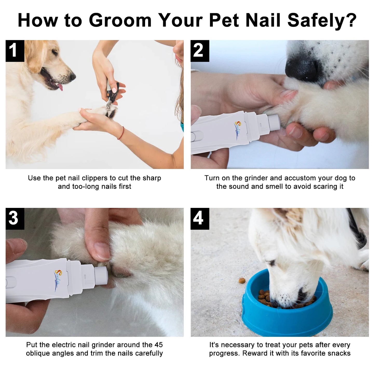 Electric Pet Nail Grinder Trimmer Grooming Tool Rechargeable Dog Nail Clippers Dogs Nail Grinder Trimmer Puppy Dog Accessories